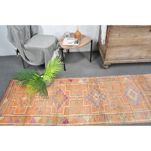 Tapis Kilim turc vintage 23x11.7ft, Orange, violet, patchwork, laine, support en latex pour décor de couloir - Product Image 2