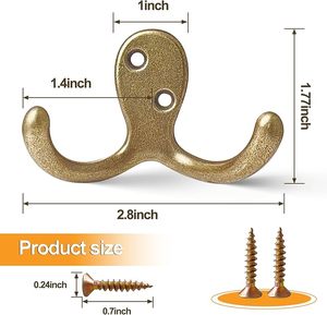 Optimized Product Name Heavy-Duty Double Prong Metal Coat <b>Hook</b> Wall-Mounted for Living Room Bathroom <b>Kitchen</b> Clothing Hanging - Product Image 2