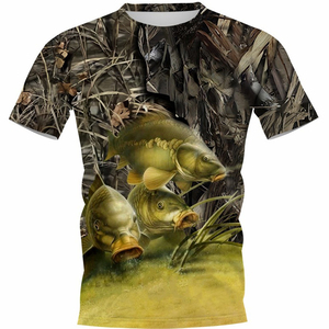 Camisas de pesca con protección UPF 50 + Uv para hombre, camisetas de pesca con capucha de manga corta de secado rápido con polaina para el cuello, camisetas de pesca de algodón - Product Image 2