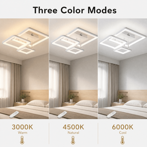 57W Modern Acrylic Dimmable Led <b>Ceiling</b> <b>Light</b> With <b>Remote</b> Tri Color Semi Flush Mount For Bedroom And Living Dining Room - Product Image 3