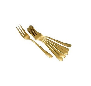 Brass <b>Fork</b> Kitchenware Golden Brass <b>Fork</b> Solid Color Long Handle Western Tableware Gold Brass Cutlery Set - Product Image 3