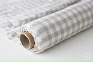 Tela de lino 100% orgánico Natural lavada a la piedra a cuadros blanco Beige tejido técnicas para textiles para el hogar ropa de cama sofá vestidos-para - Product Image 2