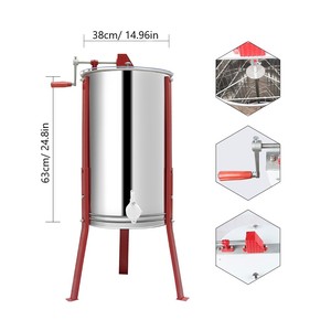 Extractor de Miel Manual de 3 Cuadros - Agitador de Miel Totalmente de Acero Inoxidable - Separador Manual Precio Directo de Fábrica - Product Image 3