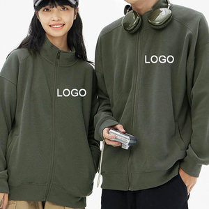 Chaqueta con cremallera de diseñador 350G para hombre, con hombros descubiertos, cuello levantado, abrigo estampado, capucha, venta al por mayor, sudadera deportiva con cremallera completa personalizada - Product Image 3