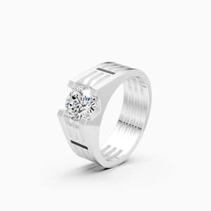 <b>Mens</b> Solitaire Diamond Broad Band Statement <b>Ring</b> With 1.55 Ct Lab Grown Diamond | In 9K Yellow White And Rose Gold - Product Image 2