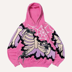 Pull à capuche imprimé lettre crâne pour homme et femme, sweat à capuche surdimensionné imprimé graphique y2k, couple américain, streetwear, vêtements gothiques pour adulte - Product Image 6