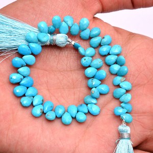 Cuentas de Turquesa AAA+ de 7x5mm, Forma de Pera, Facetadas, Turquesa Azul Natural, Cuentas de Piedras Semipreciosas de Belleza Durmiente para Joyería - Product Image 6