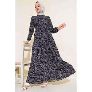 Robe Tunnel Taille Motif Floral Noir - Product Image 4