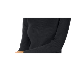 Maglione da donna Karen Scott nero a costine con collo alto, taglia piccola, traspirante, stile coreano, stampa frontale autunnale ricamata - Product Image 3