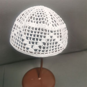 Wholesale White Crochet Islamic Cotton <b>Hat</b> Muslim Prayer Cap Embroidery Custom Logo Knitted Kufi Namaz Hijab Unisex Formal - Product Image 1