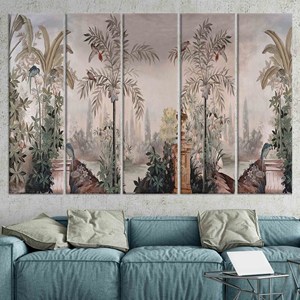 Toile imprimée : Tableau d'oiseaux tropicaux pour décoration murale, lot de 5 toiles - Product Image 1