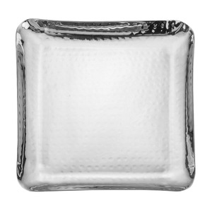 Moderno Plato de Servir para Bodas de Acero Inoxidable Plateado Martillado en Forma de Diamante, Plato Cuadrado para Aperitivos, Bandeja Decorativa - Product Image 3