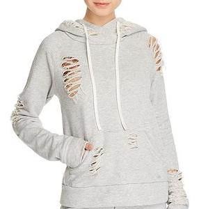 Sweat à capuche 100% coton polaire lourd lavé à l'acide déchiré ourlet brut à capuche vintage à capuche épaisse - Product Image 1