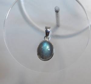 Pendentif vintage en labradorite en argent sterling 925 avec sertissage clos plaqué or, bijou de fiançailles, cadeau - Product Image 2