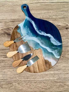 Último diseño de madera y resina tabla de quesos corte fiesta de cumpleaños boda pantalla usada para cocina fabricación producto tabla de quesos - Product Image 2