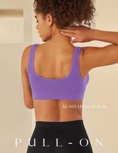 Women's Eco-Friendly Lightweight High Support <b>Racerback</b> <b>Sports</b> <b>Bras</b> Yoga Comfort Seamless Stretchy Simple Print Design Front - Product Image 3