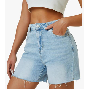 Venta al por mayor de mujeres nueva moda Streetwear pantalones cortos de pierna recta pantalones cortos largos de mezclilla de cintura alta para mujeres 2026 - Product Image 6