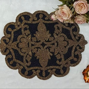 <b>Beaded</b> Crystal <b>Placemats</b> Luxury Eco-Friendly Handmade Wedding Customized Shaped Daily Mat - Product Image 1