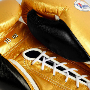 Gants de MMA sur mesure de haute qualité, gants de boxe d'entraînement dorés, à lacets, poignet en cuir 100% original avec votre nom - Product Image 5
