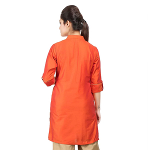 Motifs brodés à la main Kurta de couleur Orange - Product Image 4