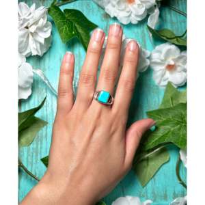 Handmade <b>Boho</b> Royston Turquoise & Sterling <b>Silver</b> <b>Ring</b> Navajo Made Gemstone Jewelry for Everyday Wear Size 8.75 - Product Image 4