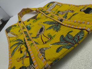 Sac fourre-tout matelassé Kantha, en coton fait main, couleur unie, été automne, fermeture éclair, bandoulière, sac de shopping, sac de voyage, vente en gros - Product Image 5