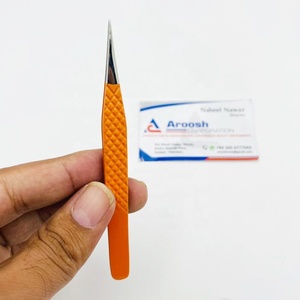 Pince à épiler en fibre d'isolation orange à poignée diamantée en acier inoxydable de haute qualité Extensions de cils en gros Pointe pointue - Product Image 1