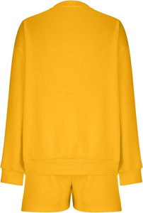 Sudadera con capucha de algodón de alta calidad para mujer, conjunto de pantalones cortos con cuello con capucha, chándal informal de dos piezas con logotipo personalizado, hombro caído - Product Image 2