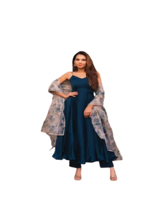 Nouvelle conception exclusive de vêtements de fête Georgette longue robe indienne et pakistanaise robe Anarkali avec travail de broderie lourd - Product Image 1