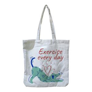 Bolsa de compras de lona de algodón orgánico de 10 oz de alta calidad, impresión personalizada, diseño blanco de moda, bolsa de mano reciclable para mujer - Product Image 1