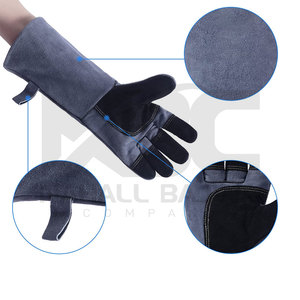 Guantes de seguridad de soldadura de cuero ignífugo antideslizantes de alta calidad hechos en fábrica a precio barato para protección de manos y brazos - Product Image 4