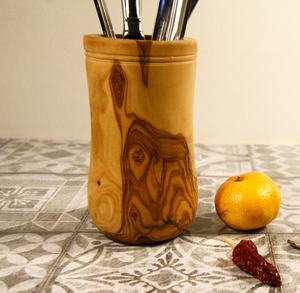 Porte-ustensiles multifonction moderne en bois massif naturel, résistant à la chaleur, conteneur de rangement pour outils de cuisine, fait à la main, respectueux de l'environnement - Product Image 2