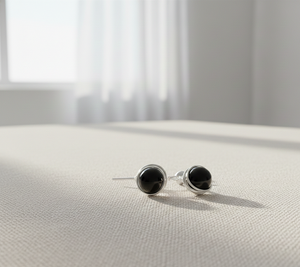 Pendientes de Plata de Ley 925 Chapados en Oro de 18K con Bola de Ónix Negro y Diamantes para Mujer, Ideales para Bodas o como Regalo - Product Image 1