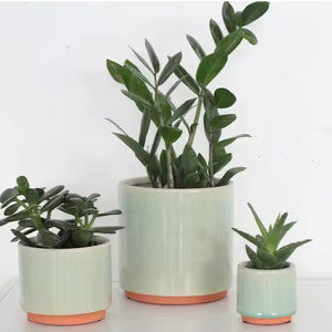 Ensemble de pots de fleurs élégants en céramique émaillée, porte-plantes décoratifs d'intérieur durables avec un design minimaliste moderne - Product Image 2