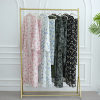 Nouvelle Abaya pour femme musulmane, style européen et américain, en mousseline double couche, imprimé floral pur et élégant, fabriquée à Dubaï