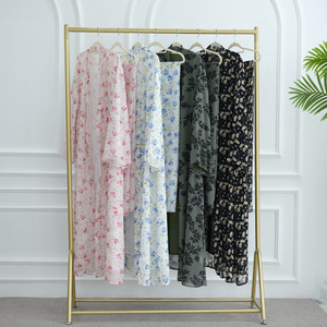Nuovo di Fabbrica Abaya Musulmano da Donna in Chiffon a Doppio Strato con Stampa Floreale Stile Europeo Americano Dubai, Puro ed Elegante - Product Image 6