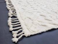 Tapis Touffeté Lavable pour Salon, Géométrique Blanc, Tapis d'Ambiance Déco Cool, Douillet Style Bohème, Tapis Moderne pour Chambre à Coucher