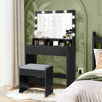 Table à langer moderne européenne au design simple, miroir de coiffeuse noir personnalisé, lumières LED réglables, meubles de chambre à coucher d'appartement