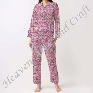 Conjunto de Pijamas de Algodón 100% para Mujer, Ropa de Dormir Suave para el Hogar, Conjunto de Pijamas de Primavera/Verano con Estampado Floral/Personajes/Letras/Estampado/Vacaciones/Árbol PJ117 - Product Image 6