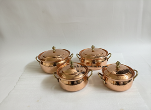 Juego de calentadores de cobre martillado de lujo, cacerola moderna para cocinar y servir, con asas de latón resistentes al calor, ecológico - Product Image 6