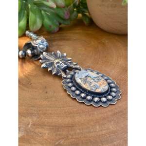 Pendentif Chef en Jaspe et Argent Sterling avec Diamant et Perle - Collier Chaîne Religieux Vintage - Product Image 2