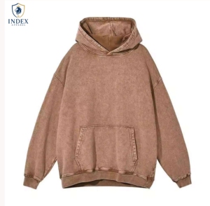 Sudadera con Capucha Oversize Unisex Index Apparel, Color Marrón Sólido, Diseño de Bolsillo Tejido en Algodón, para Otoño, Largo Regular - Product Image 1