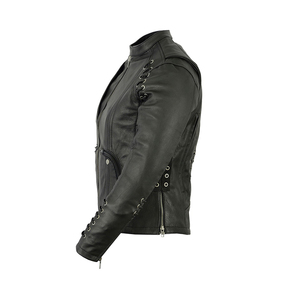 เสื้อแจ็กเก็ตหนังแท้สีดำสำหรับผู้ชายเสื้อแจ็คเก็ตหนังแพะผลิตภัณฑ์เสื้อผ้าหนังยาว3/4 - Product Image 6