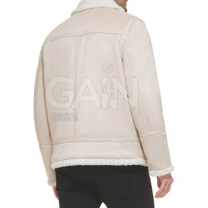 Veste d'hiver classique pour homme, coupe ajustée, en cuir véritable et toile, logo sur le devant, respirante, style streetwear, vente en gros - Product Image 3