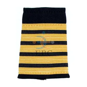 OEM Gold Airline Pilot Epaulets Captain Shoulder 5 Stripes Fashion Airliner Captain Party Epaulettes Shoulder Boards Customized