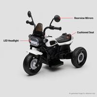 Moto électrique pour enfants à trois roues avec fonction d'éclairage, batterie rechargeable 6V 4.5Ah, pour la conduite en extérieur