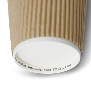 250 Ml 10Oz Ø 80 mm Eco-Friendly Brown Inner White Medium <b>Takeaway</b> <b>Coffee</b> Paper Mugs Ripple <b>Cups</b> - 500 pcs/carton - Product Image 5
