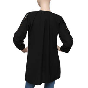 Blusa de Georgette Estilo Western para Mujer - Negra - Product Image 3