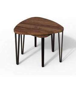 Mesa lateral de café para sala de estar, con tapa de madera redonda y acabado negro, se puede personalizar. - Product Image 3