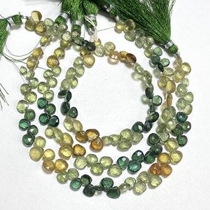 Perles de pierres précieuses d'apatite naturelle de haute qualité 5.5-7MM perles de pierre de briolette en forme de coeur à facettes multiples en gros - Product Image 1